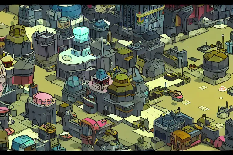 Image similar to futuristic city in castle crashers