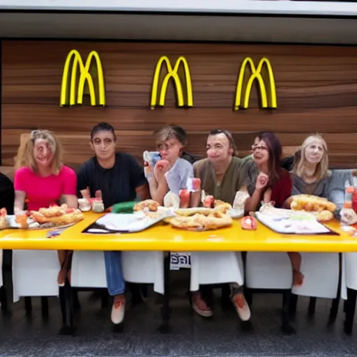 Image similar to the last supper at mcdonalds