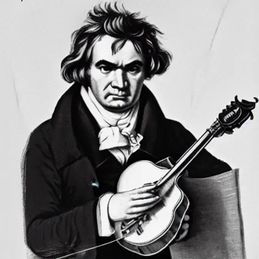 Image similar to beethoven playing an electic guitar