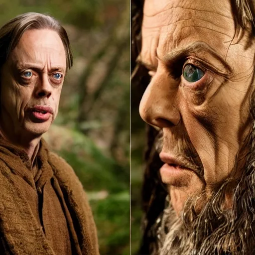 Image similar to Real Stills of Steve Buscemi playing a lord of rings elf in the new upcomming TV show promo ARRIFLEX 435 Camera face closeup