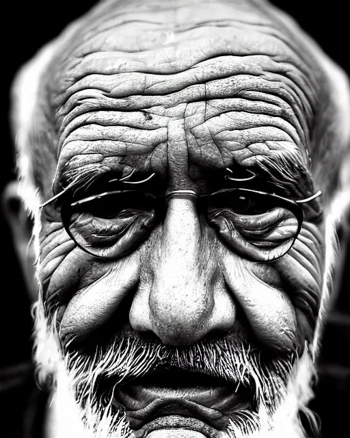 Image similar to symmetry stunning portrait of grilled old man by victo n