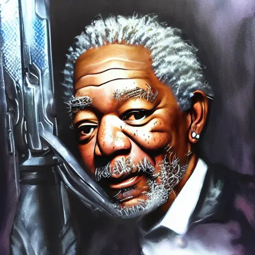 Prompt: final fantasy style portrait of Morgan Freeman