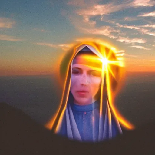 Image similar to shape of huge virgin mary face in sunset clouds