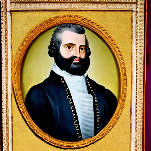 Image similar to portrait of a portuguese emperor, 1 8 0 0 s style, colored, white beard