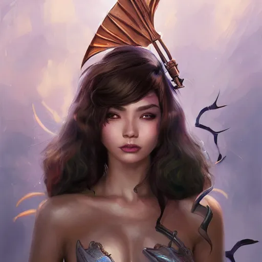 Prompt: A masterpiece portrait of a copper princess menacing girl with amazing egypt wig with bat wings. trending on artstation, digital art, by Stanley Artgerm Lau, WLOP, Rossdraws, James Jean, Andrei Riabovitchev, Marc Simonetti, Yoshitaka Amano