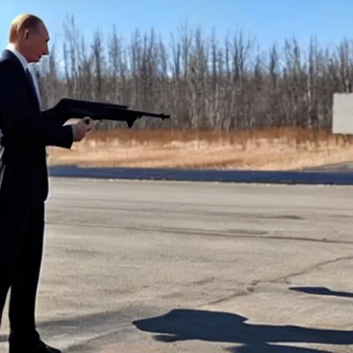 Image similar to photo of putin firing a water gun at biden face