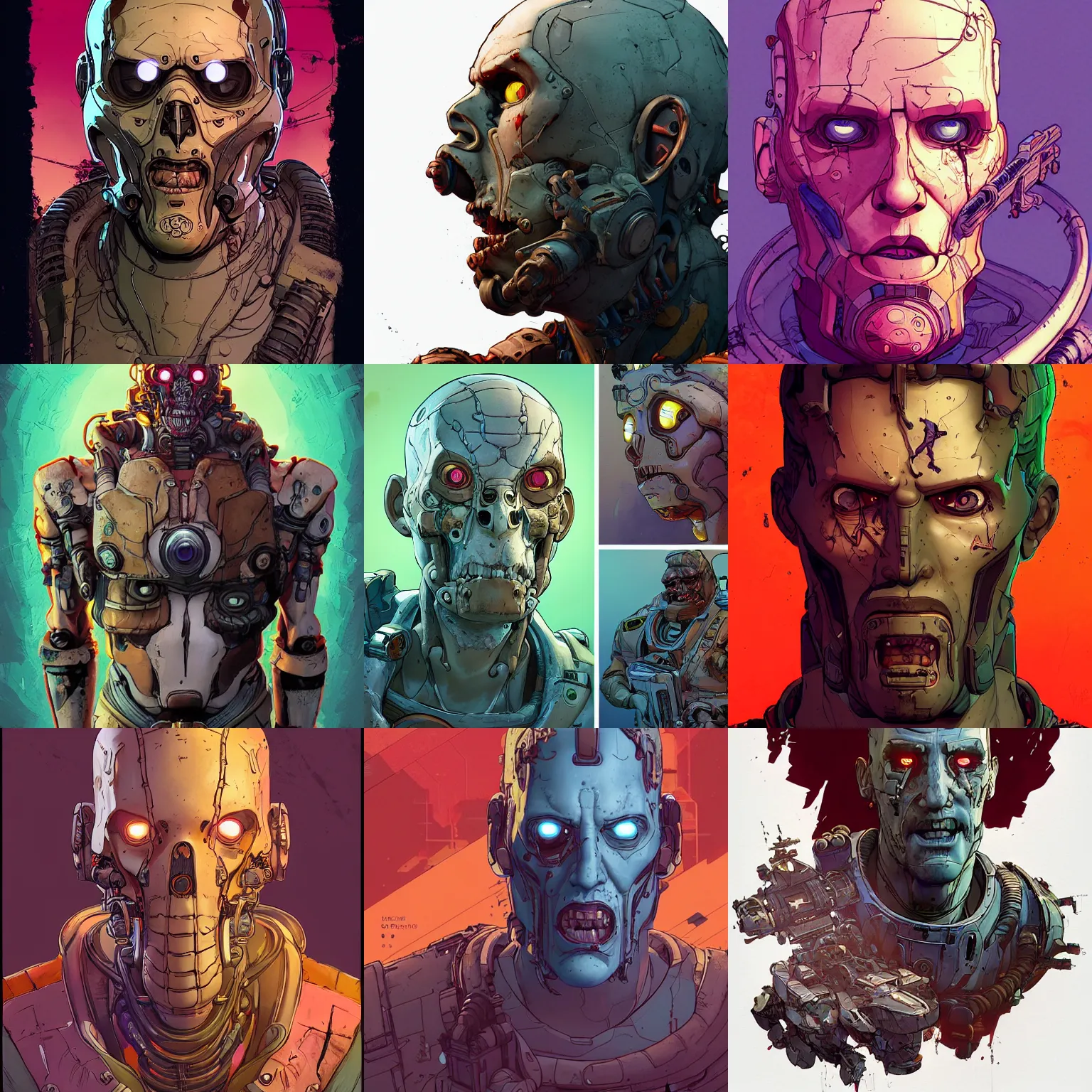 Prompt: a study of cell shaded portrait of james cameron cyborg as Borderlands 3 concept art, llustration, post grunge, concept art by josan gonzales and wlop, by james jean, Victo ngai, David Rubín, Mike Mignola, Laurie Greasley, highly detailed, sharp focus, alien, Trending on Artstation, HQ, deviantart, art by artgem