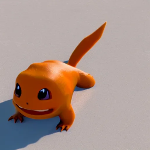 Image similar to charmander made of snow, concept art, octane render, unreal engine 5, highly detailed, high quality, 8 k, soft lighting, realistic face, path traced