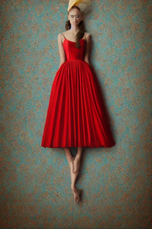 Prompt: Elegant Beautiful Vibrant dress dress Inspired by Wes Anderson with a blurred atmospheric colourful background. Ultra HD, Cinematic, IMAX quality, Realistic. Octane Render, V-Ray. Hyper realism. Ultra Detailed. Sharp. 50mm, f/1.8