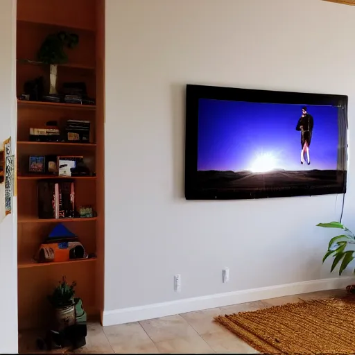 Prompt: hanging a tv on a wall