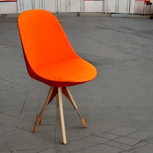 Image similar to a chair in the shape of an orange.