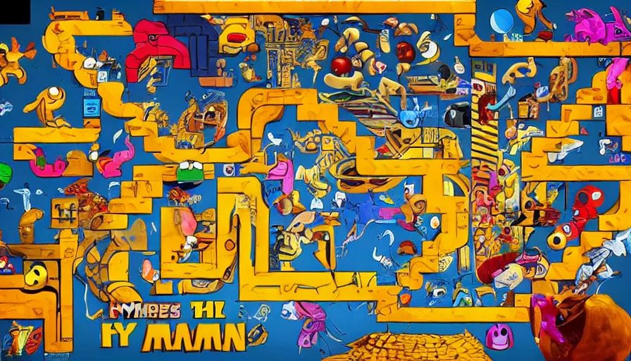 Image similar to pacman video game in the style of egyptian hieroglyphs, hyperdetailed, artstation, cgsociety, 8 k