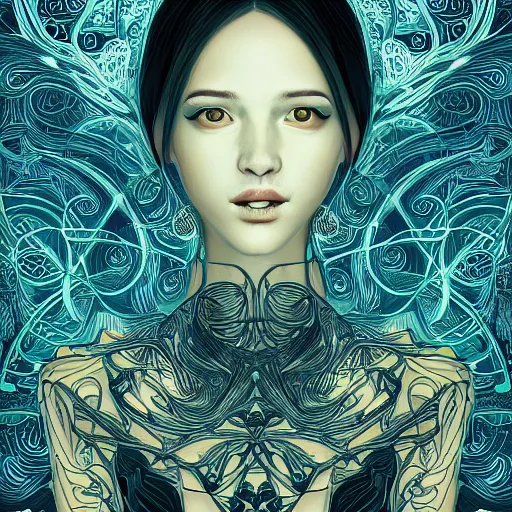 Image similar to the portrait of an unimaginably beautiful, graceful, elegant, and sophisticated young woman made of bulbs of garlic, an ultrafine detailed illustration by james jean, intricate linework, bright colors, final fantasy, behance contest winner, vanitas, angular, altermodern, unreal engine 5 highly rendered, global illumination, radiant light, detailed and intricate environment