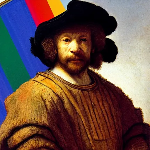 rembrandt style painting of moroni carrying a pride Stable Diffusion