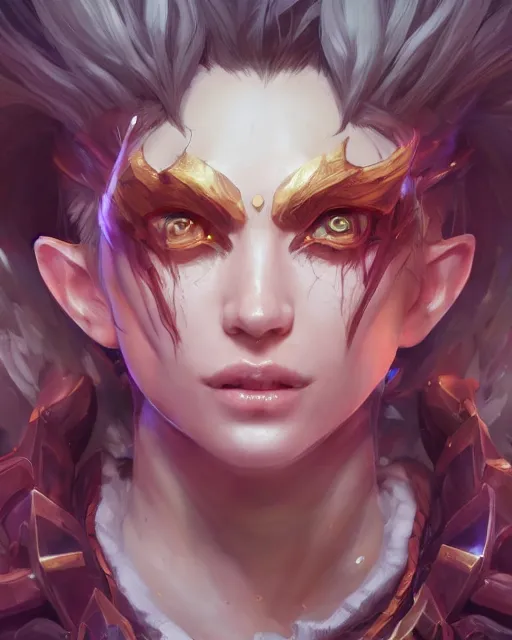 Image similar to league of legends portrait, au naturel, hyper detailed, digital art, trending in artstation, cinematic lighting, studio quality, smooth render, unreal engine 5 rendered, octane rendered, art style by klimt and nixeu and ian sprigger and wlop and krenz cushart.