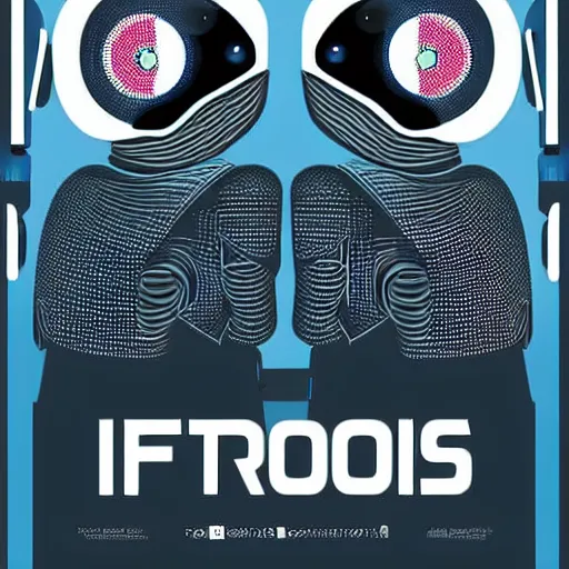 Prompt: futuristic poster of 2 robots