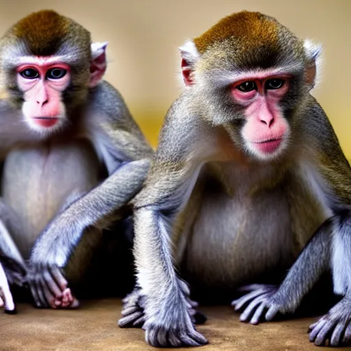 Image similar to macaque monkeys playing a video game