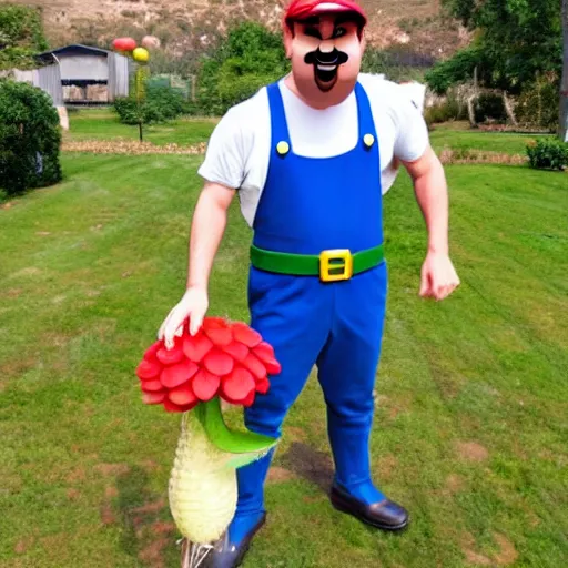 Prompt: super Mario with giant Venus flytrap