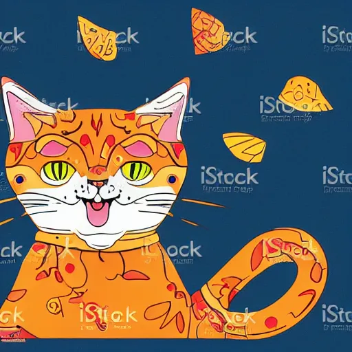 Image similar to a happy cat, whole body, Anthropomorphic, highly detailed, colorful, illustration, smooth and clean vector curves, no jagged lines, vector art, smooth