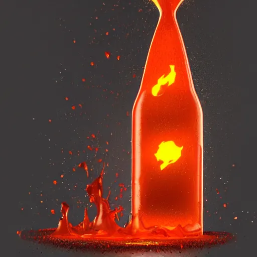 Image similar to a bottle of lava, realistic 3 d image trending on artstation