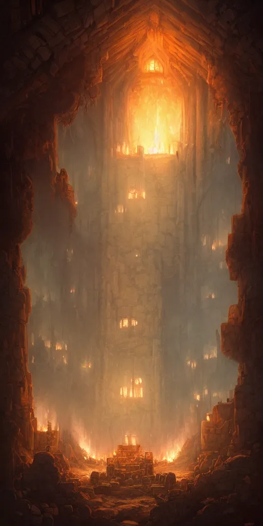 Prompt: Detailed Interior of the Burning Castle Ruins, Embers, Smoke billows, the ashen throne, stunning atmosphere, in Style of Peter Mohrbacher, cinematic lighting