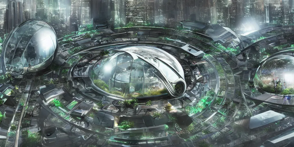 Prompt: futuristic ecological city with dome, cinematic, highly detailed, anamorphic lens