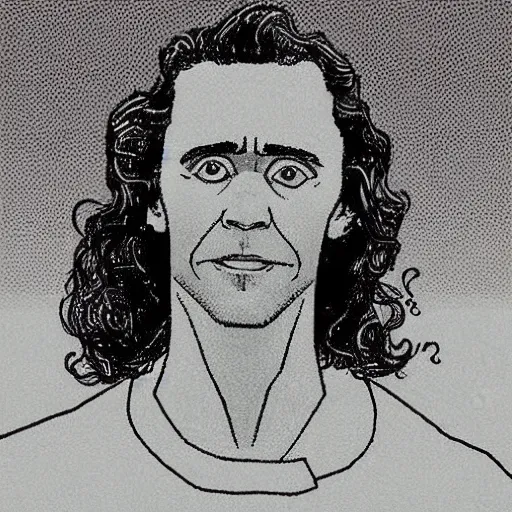 Image similar to “ tom hiddleston retro minimalist portrait by jean giraud, moebius starwatcher, comic, 8 k ”