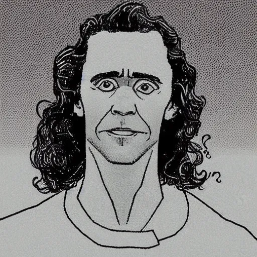 Prompt: “ tom hiddleston retro minimalist portrait by jean giraud, moebius starwatcher, comic, 8 k ”