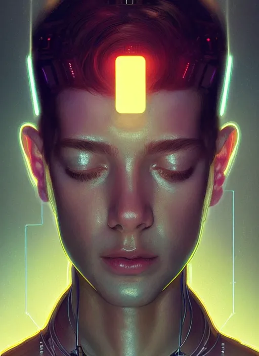 Prompt: symmetry!! portrait of a greek god, sci - fi -, cyberpunk, blade runner, glowing lights, tech, biotech, techwear!! intricate, elegant, highly detailed, digital painting, artstation, concept art, smooth, sharp focus, illustration, art by artgerm and greg rutkowski and alphonse mucha