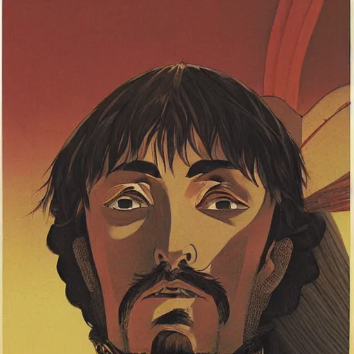 Prompt: spanish conquistador portrait, by Satoshi Kon