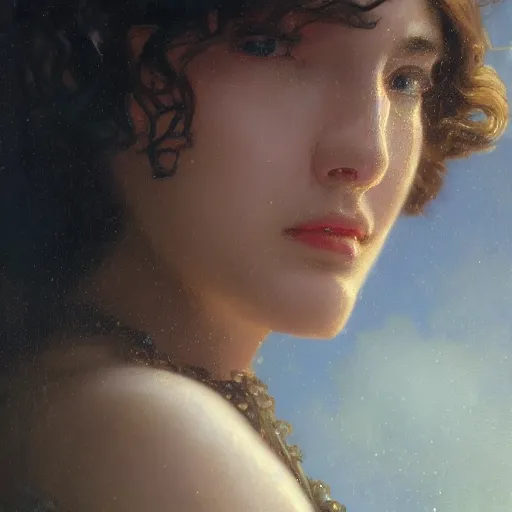 Image similar to highly detailed oil painting | very intricate | cinematic lighting | award - winning | film director | camera film equipments shooting actress on movie studio | by charlie bowater, by greg rutkowski, by j. c. leyendecker and edmund blair leighton, beautiful cinematic light, american romanticism, by alphonse mucha, artstation, cgsociety, official art, octane