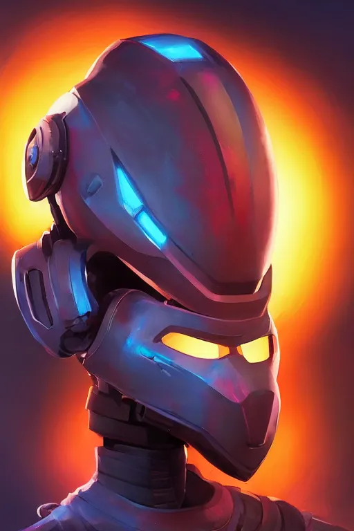 Image similar to epic mask helmet robot ninja portrait stylized as fornite style game design fanart by concept artist gervasio canda, behance hd by jesper ejsing, by rhads, makoto shinkai and lois van baarle, ilya kuvshinov, rossdraws global illumination radiating a glowing aura global illumination ray tracing hdr render in unreal engine 5