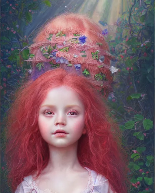 Image similar to strawberry shortcake portrait | highly detailed | very intricate | symmetrical | whimsical and magical | soft cinematic lighting | award - winning | closeup portrait | doll | painted by donato giancola and mandy jurgens and ross tran | pastel color palette | featured on artstation