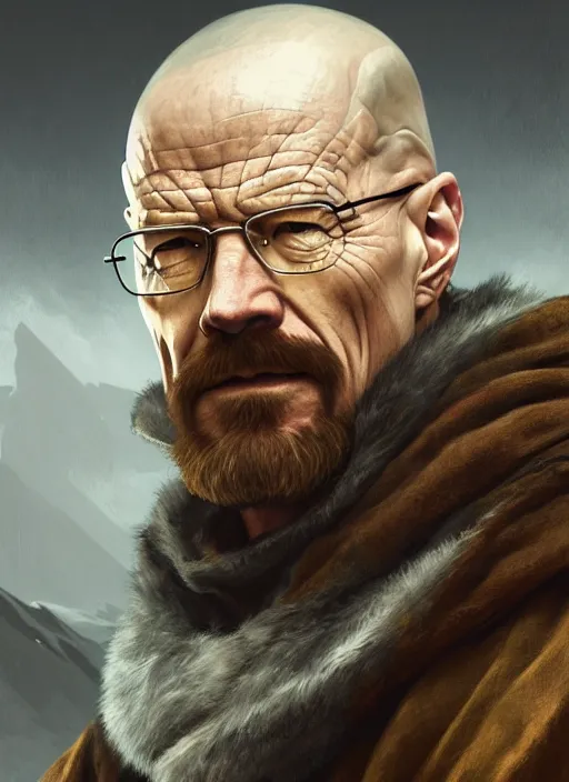 Prompt: portrait of walter white as a viking, gritty, highly detailed, caustics, artstation, concept art, smooth, sharp focus, war corespondent, by artgerm and greg rutkowski and alphonse mucha, 8 k