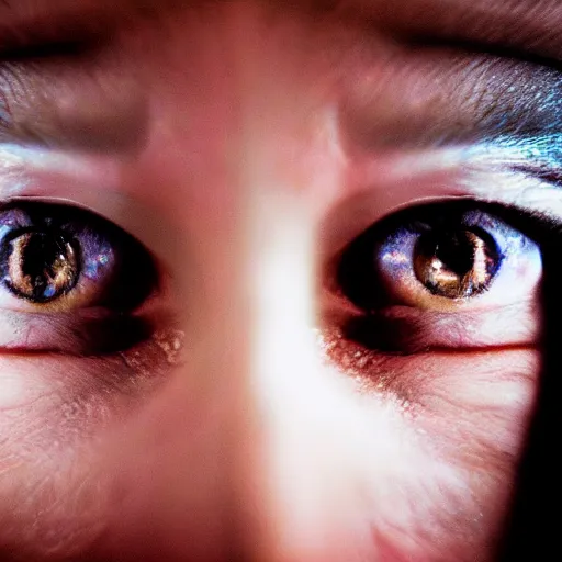 Prompt: photo portrait of woman face with galaxies reflected inside her eyes, by Steve McCurry