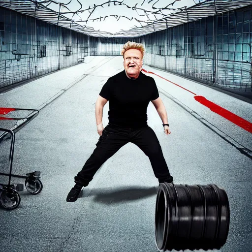 Prompt: fat gordon ramsay escaping from prison, hyper realistic, photo, photo studio, news paper, hyper detailed, smooth