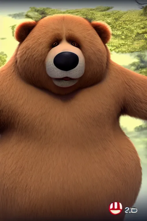 Prompt: a cute character design cgi 3 d anthropomorphic bear with soft fur and a face like yogi in the style of pixar, blender, cinema 4 d