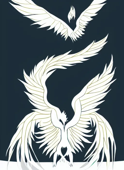 Prompt: white phoenix on salt mountain simple background simplified design geometric graphic design charles jeffrey style