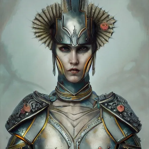 Prompt: porcelain in full warrior armor, soft painting of a curiosities harmonious carnival, perfectly detailed, symmetrical accurate intricate sensual features, highly detailed, artstation, sharp focus, tom bagshaw