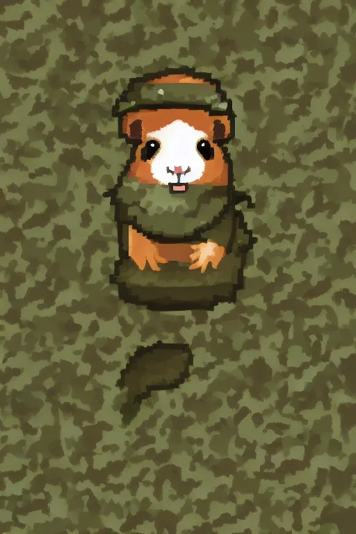 Image similar to super cute little anthropomorphic Guinea Pig Soldier tiny small baby animal short pixelated army camouflage cute and adorable pretty beautiful D