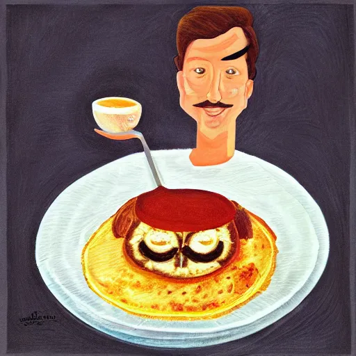 Prompt: A portrait of the handsome god of breakfast