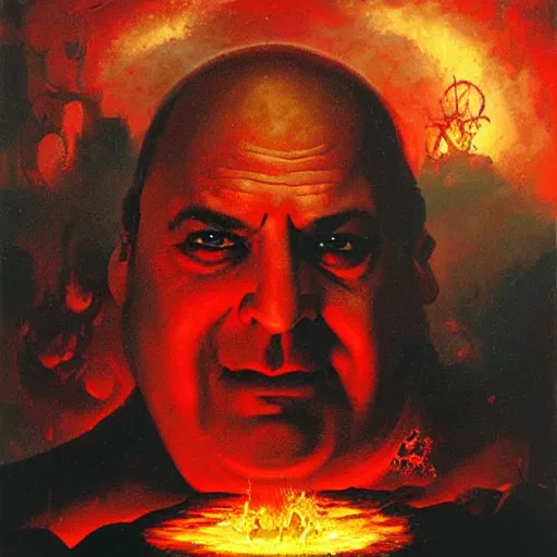 Prompt: tony soprano in hell by paul lehr and moebius