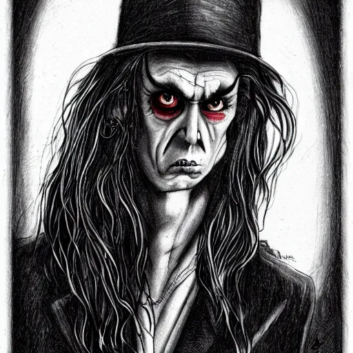 Image similar to a vampire, by tony diterlizzi, ink, portrait, srgb