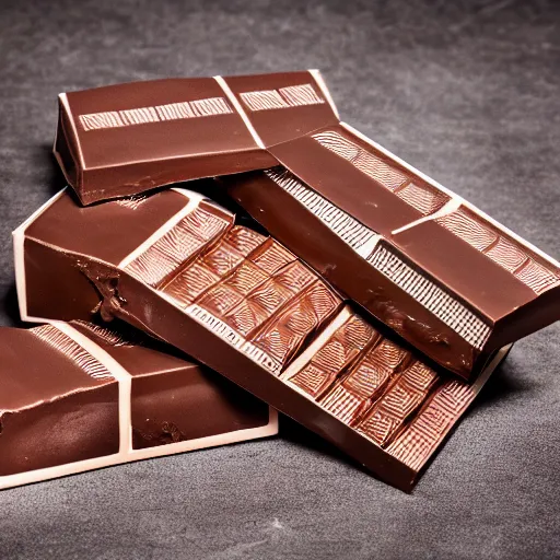 Prompt: extremely beautiful photo of chocolate bar, expensive top quality product, most perfect chocolate on the world, small manufacture, unique style, 8 k, product photography, professional studio photography