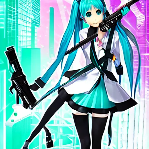 Prompt: Hatsune Miku in a Max Payne 1 game