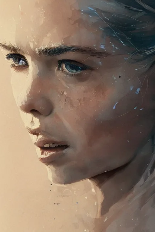 Prompt: an ultra detailed beautiful painting of a cute daenerys targaryen sports setting, close - up, by conrad roset, greg rutkowski, trending on artstation, 8 k