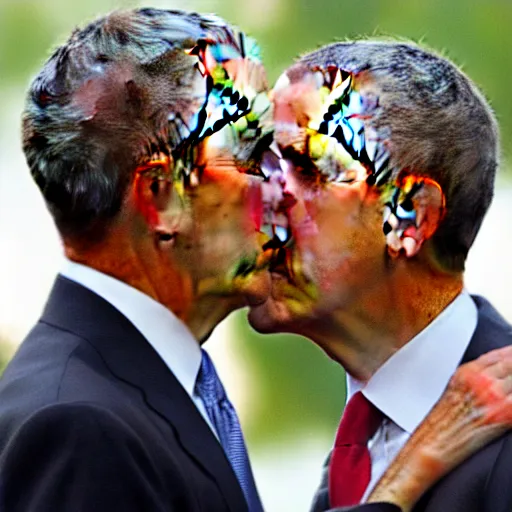 Prompt: obama kissing donald trump, detailed, high quality picture, 4k