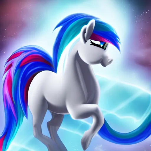 Image similar to Rainbow Dash, Pegasus Photography, Pegasus, Light-blue coat with rainbow mane and tail, realistic 4k