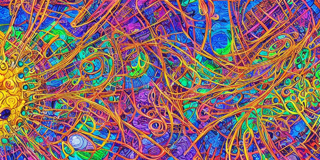 Prompt: biological valve body megastructure in the style of dr. seuss, intricate colorful masterpiece, hyper detailed, hd