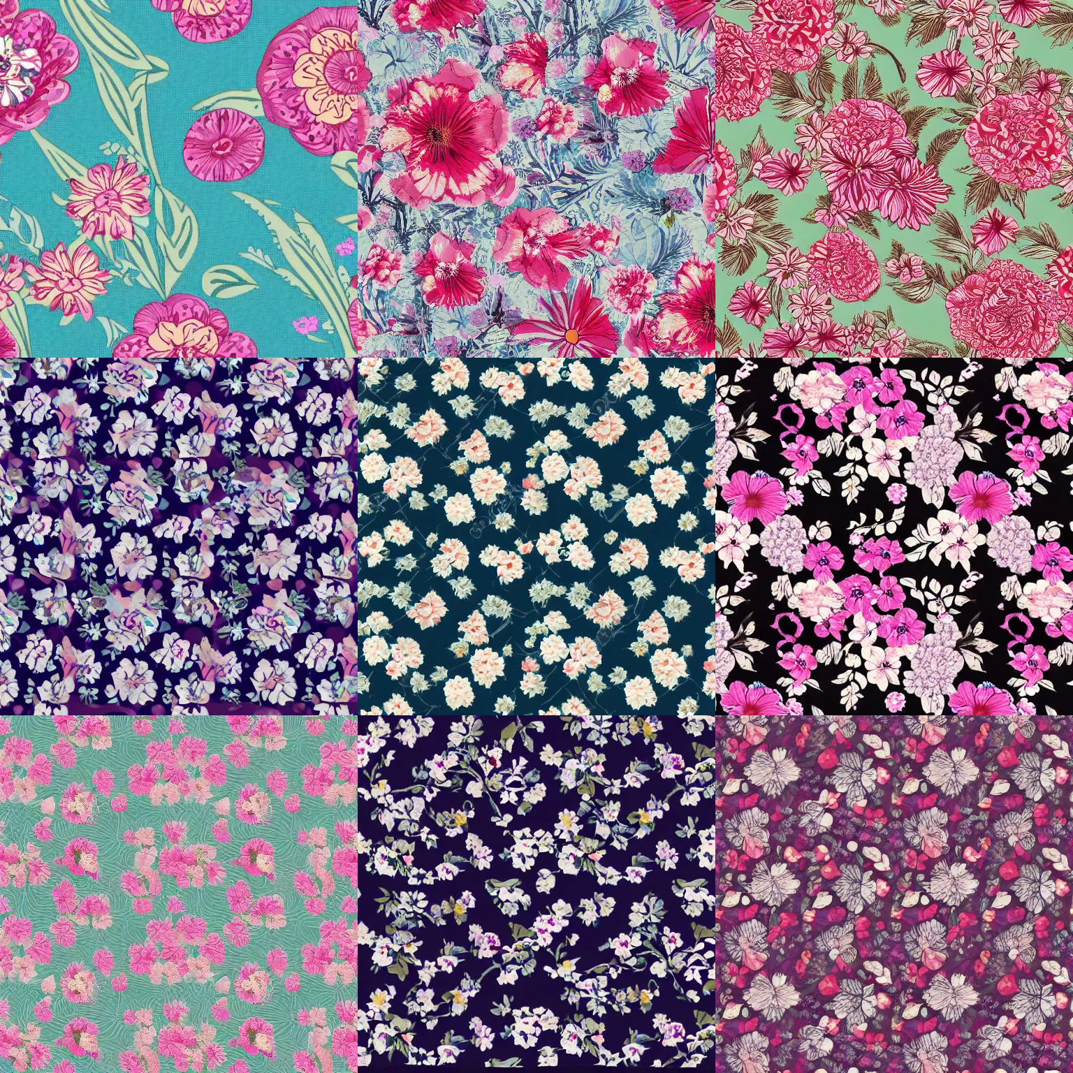 Prompt: floral pattern fabric swatch, high resolution